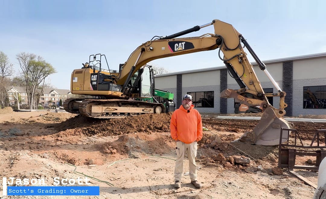Jason Scott of Scott's Grading on site with the excavator